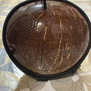 Handcrafted Coconut Shell Coin Purse shoulder bag, small size